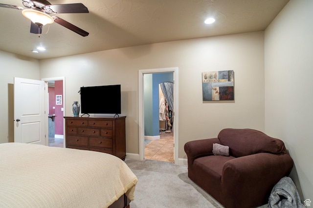 960 N Catalpa Dr, Washington, UT 84780 - bedroom with light colored carpet, recessed lighting, ceiling fan, and a spacious closet