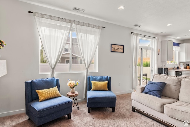 1546 W Parkview Dr, Syracuse, UT 84075 - living room featuring light colored carpet and recessed lighting