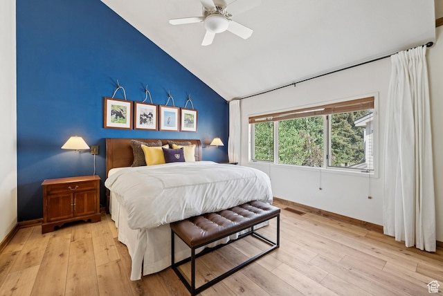1582 Deer Valley Dr N, Park City, UT 84060 - bedroom with lofted ceiling, light wood-style floors, and ceiling fan