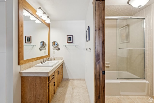1582 Deer Valley Dr N, Park City, UT 84060 - bathroom featuring vanity, bath / shower combo with glass door, and tile patterned flooring