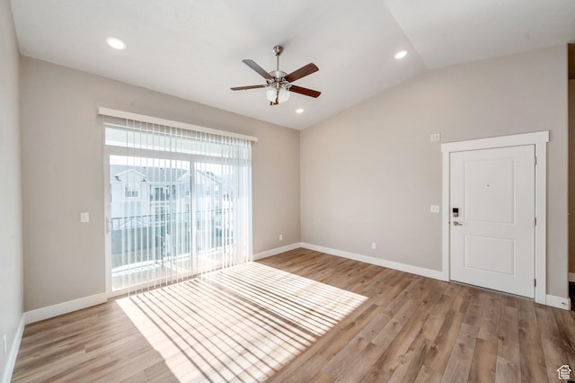 1128 S 820 E Unit 1303, Heber City, UT 84032 - empty room with a ceiling fan, light wood-style floors, lofted ceiling, and recessed lighting