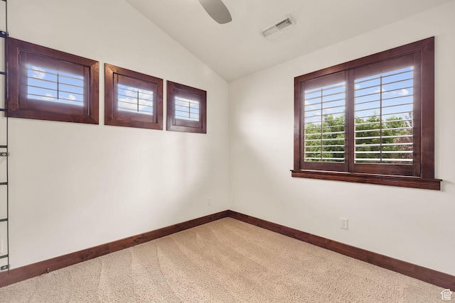 4048 W Ivy Ave, Mountain Green, UT 84050 - unfurnished room with carpet, lofted ceiling, and a ceiling fan