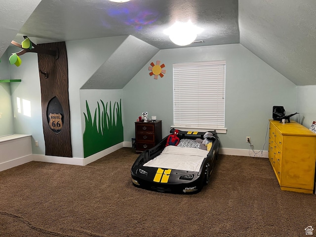 1694 S 710 E, Lehi, UT 84043 - bedroom with a textured ceiling, lofted ceiling, and carpet floors