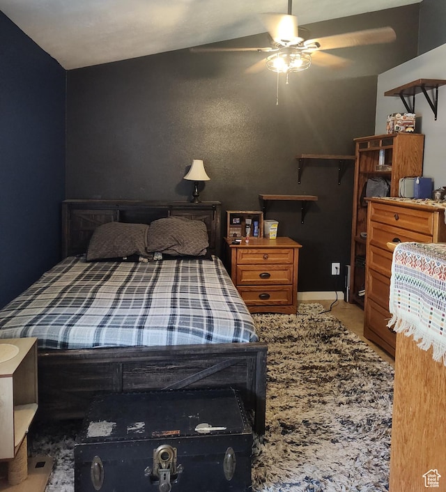 2054 E 140 S, St George, UT 84790 - carpeted bedroom featuring vaulted ceiling and a ceiling fan