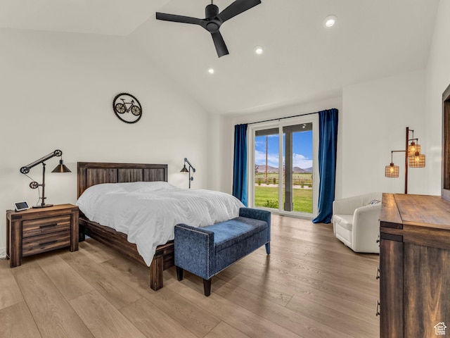 943 Hart Loop, Francis, UT 84036 - bedroom featuring lofted ceiling, light wood-style flooring, recessed lighting, and a ceiling fan