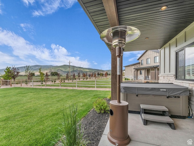 943 Hart Loop, Francis, UT 84036 - view of yard featuring a hot tub, a rural view, a mountain view, and a patio area