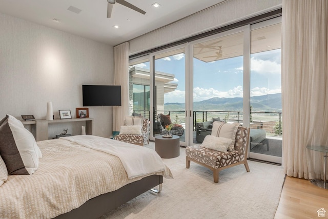 1433 Snow Berry St, Park City, UT 84098 - bedroom featuring light wood-type flooring, access to exterior, and recessed lighting