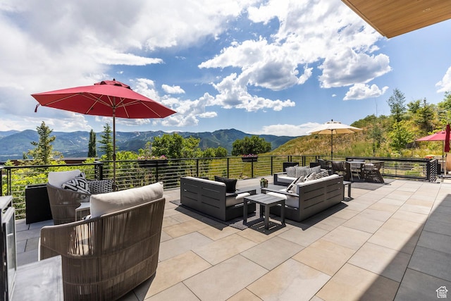 1433 Snow Berry St, Park City, UT 84098 - view of patio with outdoor lounge area and a mountain view