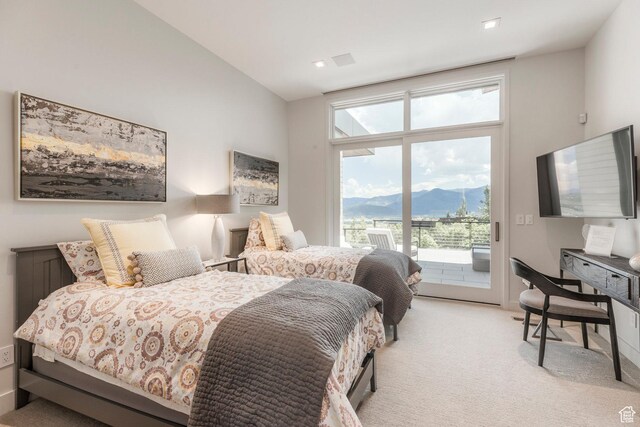 1433 Snow Berry St, Park City, UT 84098 - bedroom featuring access to outside, light carpet, and recessed lighting