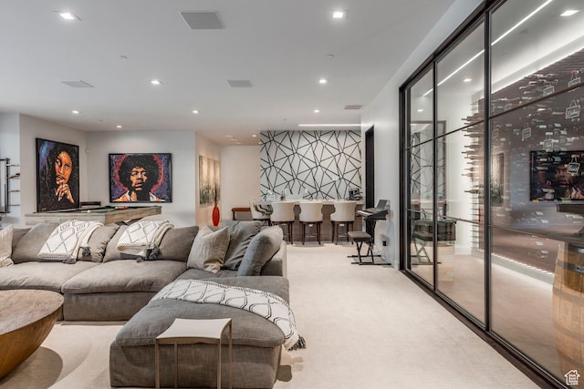1433 Snow Berry St, Park City, UT 84098 - living room featuring carpet flooring and recessed lighting