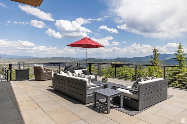 1433 Snow Berry St, Park City, UT 84098 - view of patio / terrace with an outdoor hangout area and a mountain view