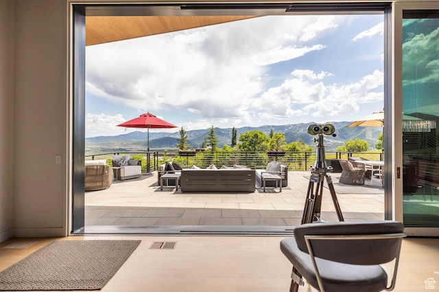 1433 Snow Berry St, Park City, UT 84098 - view of patio with a mountain view and an outdoor living space