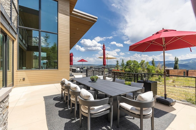 1433 Snow Berry St, Park City, UT 84098 - view of patio with outdoor dining space and a mountain view