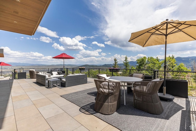 1433 Snow Berry St, Park City, UT 84098 - view of patio featuring a mountain view, an outdoor hangout area, and outdoor dining space