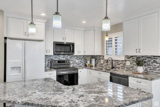 378 N 1180 E, Pleasant Grove, UT 84062 - kitchen featuring stainless steel appliances, a center island, white cabinetry, decorative backsplash, and recessed lighting