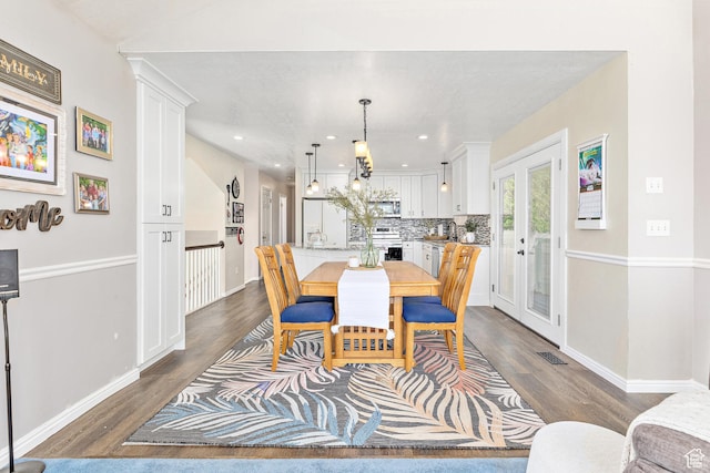378 N 1180 E, Pleasant Grove, UT 84062 - dining area featuring dark wood-style floors, french doors, and recessed lighting