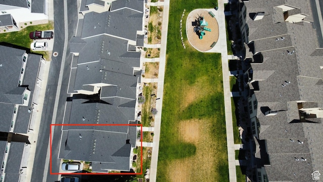 5063 W Arete Way, Herriman, UT 84096 - aerial perspective of suburban area featuring property boundaries highlighted