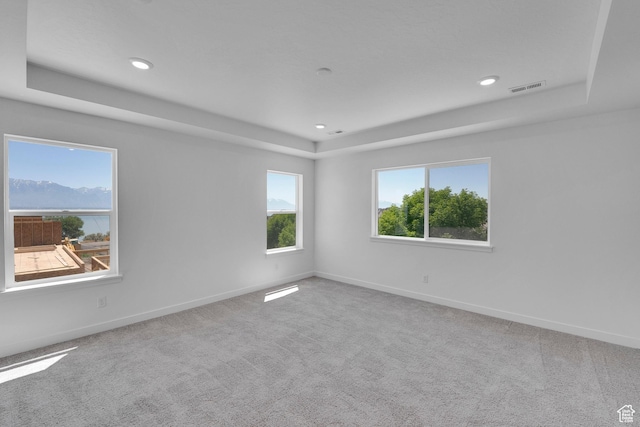 3362 S Zigzag Heron Dr Unit 813, Saratoga Springs, UT 84045 - carpeted spare room with a tray ceiling and recessed lighting
