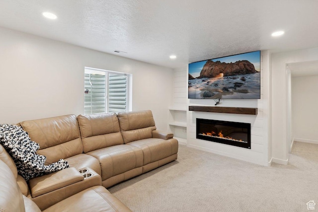 526 W 1360 N, Tooele, UT 84074 - carpeted living room featuring recessed lighting, a fireplace, and a textured ceiling