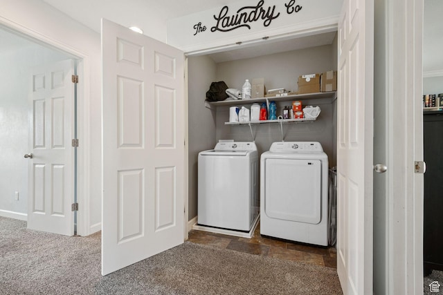 13159 S Herriman Rose Blvd, Herriman, UT 84096 - washroom with washer and dryer and dark carpet