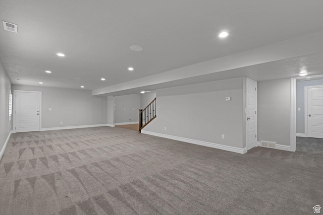 5575 S 1350 E, South Ogden, UT 84403 - finished basement with carpet floors, recessed lighting, and stairway