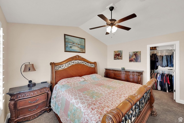 4390 N Diamond Ln, Erda, UT 84074 - carpeted bedroom with a closet, lofted ceiling, and ceiling fan