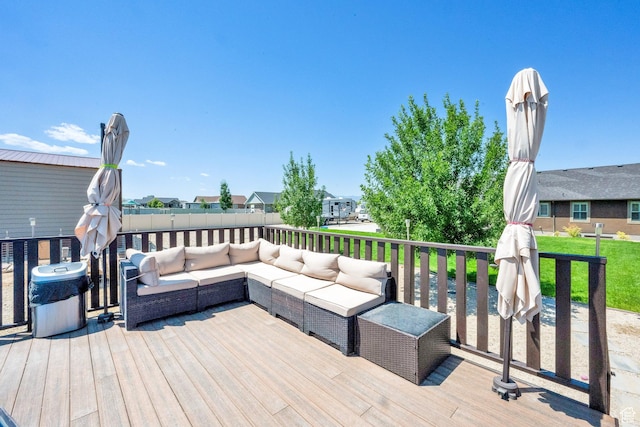 4390 N Diamond Ln, Erda, UT 84074 - wooden deck with an outdoor living space