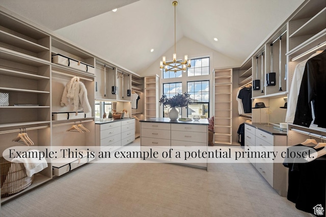 540 S 1375 W, Farmington, UT 84025 - spacious closet featuring light colored carpet, a chandelier, and high vaulted ceiling