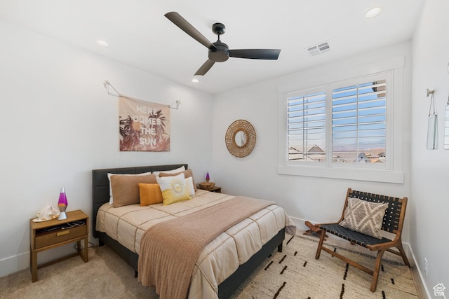 2950 E Naboo Ln, St George, UT 84790 - carpeted bedroom with recessed lighting and a ceiling fan