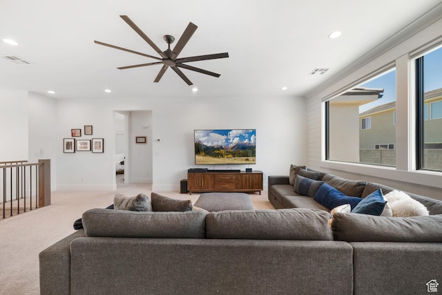 2950 E Naboo Ln, St George, UT 84790 - carpeted living area with ceiling fan and recessed lighting