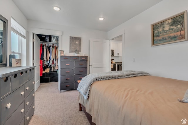 1058 W 570 N, Orem, UT 84057 - bedroom with a walk in closet, light colored carpet, a closet, and recessed lighting
