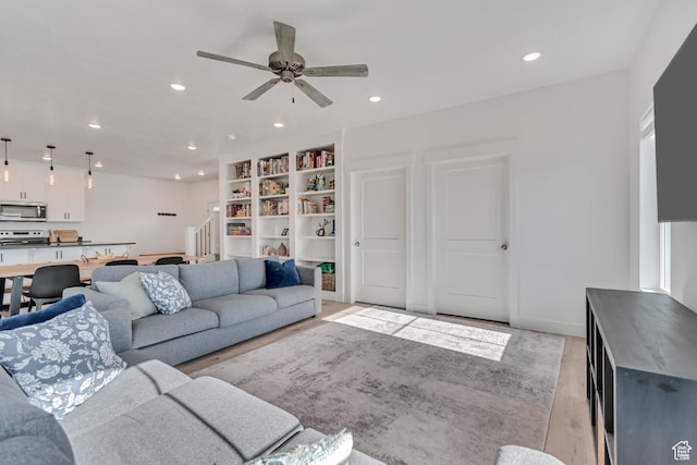 1058 W 570 N, Orem, UT 84057 - living area featuring recessed lighting, ceiling fan, and light wood-type flooring