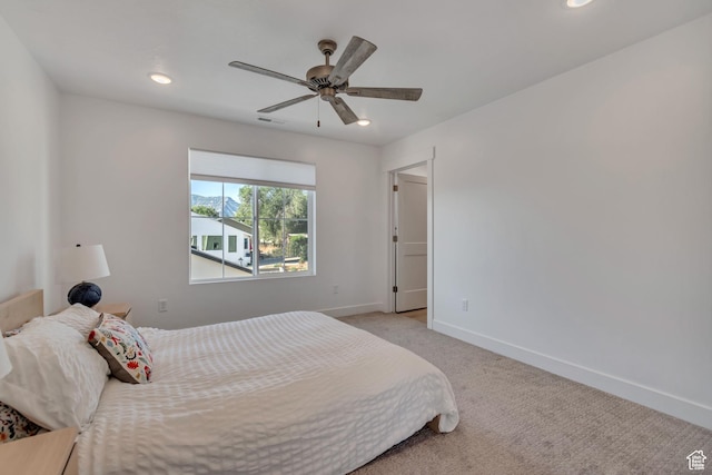 1058 W 570 N, Orem, UT 84057 - bedroom featuring light colored carpet, recessed lighting, and a ceiling fan