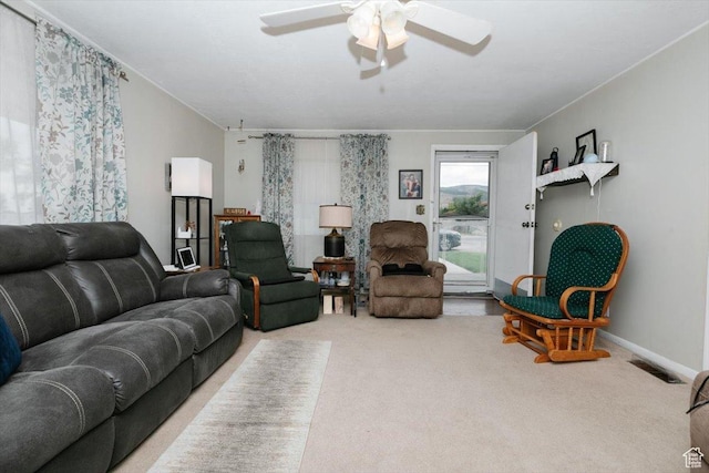 14360 N 6000 W, Garland, UT 84312 - living area with carpet flooring and a ceiling fan