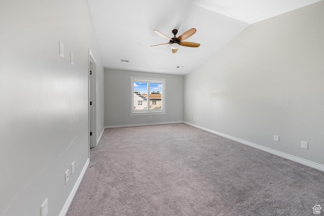 488 N 1375 E, Layton, UT 84040 - empty room featuring a ceiling fan, light carpet, and vaulted ceiling