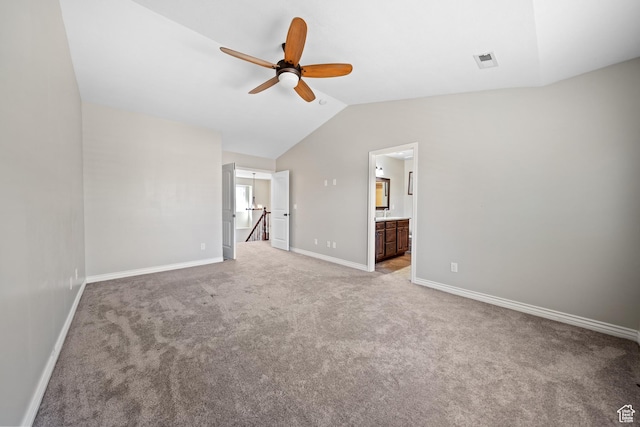 488 N 1375 E, Layton, UT 84040 - spare room featuring ceiling fan, vaulted ceiling, and light carpet