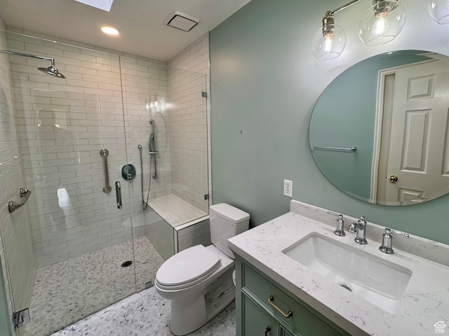 1341 E 5200 S, South Ogden, UT 84403 - bathroom featuring a stall shower, vanity, and recessed lighting