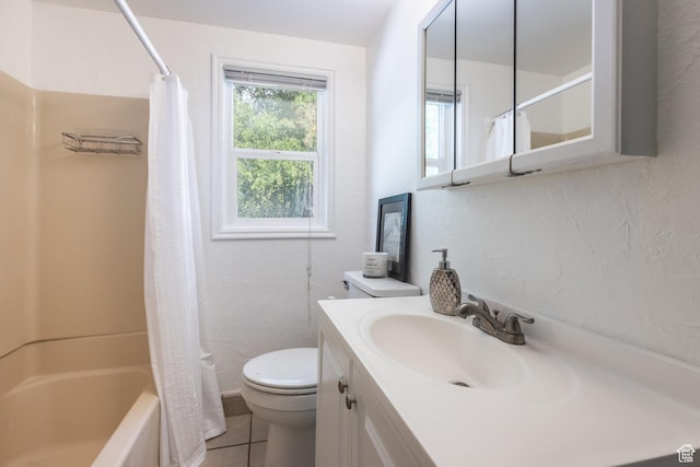 190 N 200 E, Pleasant Grove, UT 84062 - bathroom featuring vanity, tile patterned floors, shower / bath combo, and a textured wall