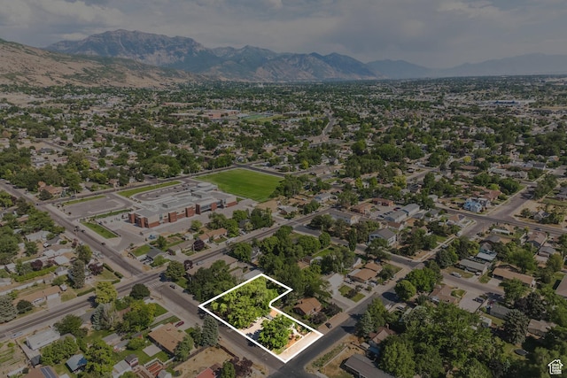 190 N 200 E, Pleasant Grove, UT 84062 - aerial overview of property's location featuring property boundaries highlighted and a mountainous background