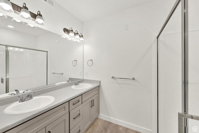 736 W Blue Magic Ln S Unit R201, Midvale, UT 84047 - full bath with double vanity, a stall shower, and tile patterned floors