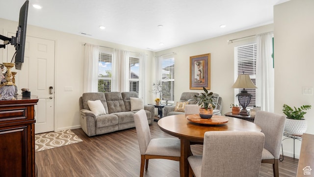 6069 W Franciscotti Dr Unit 473, South Jordan, UT 84009 - dining space with wood finished floors and recessed lighting