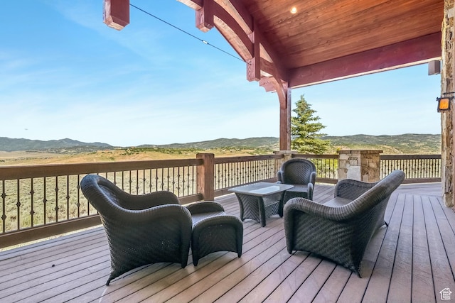7881 N W Hills Trl, Park City, UT 84098 - wooden terrace featuring a mountain view