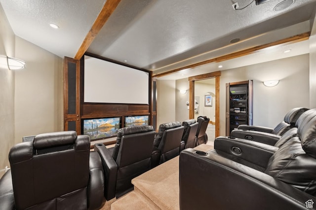 7881 N W Hills Trl, Park City, UT 84098 - cinema with a textured ceiling, recessed lighting, and beamed ceiling