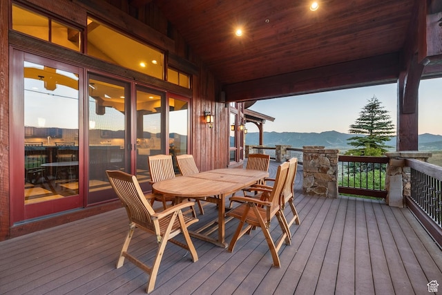 7881 N W Hills Trl, Park City, UT 84098 - deck with a mountain view and outdoor dining area