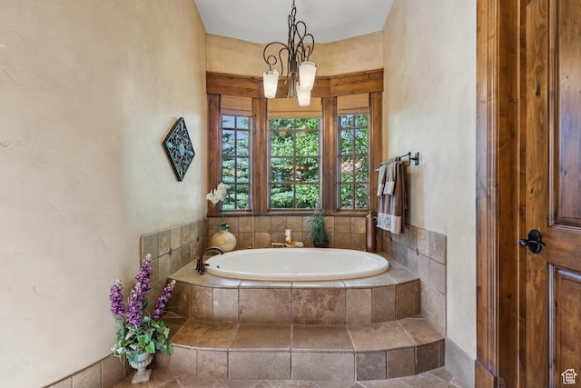 7881 N W Hills Trl, Park City, UT 84098 - full bath with a bath and a chandelier
