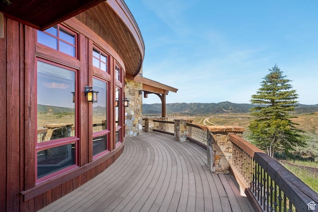 7881 N W Hills Trl, Park City, UT 84098 - wooden terrace featuring a mountain view