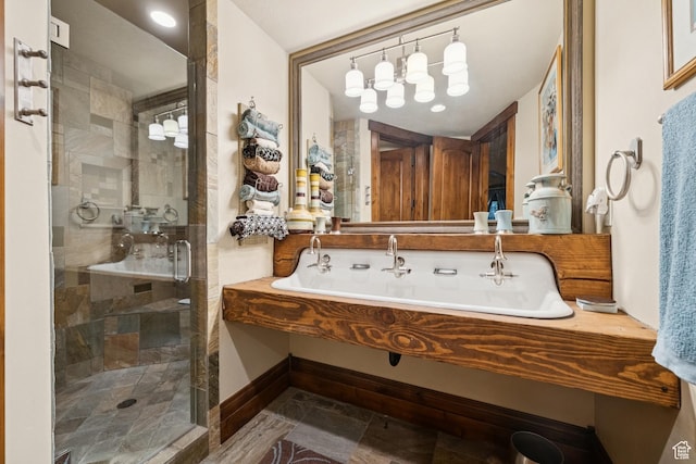 7881 N W Hills Trl, Park City, UT 84098 - bathroom featuring a shower stall and a sink