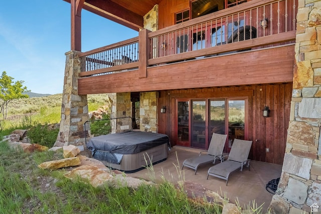 7881 N W Hills Trl, Park City, UT 84098 - view of patio / terrace featuring a hot tub and grilling area