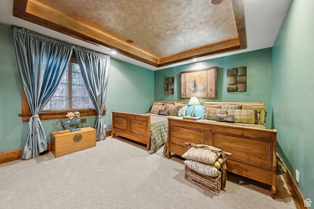 7881 N W Hills Trl, Park City, UT 84098 - carpeted bedroom with a tray ceiling and baseboards