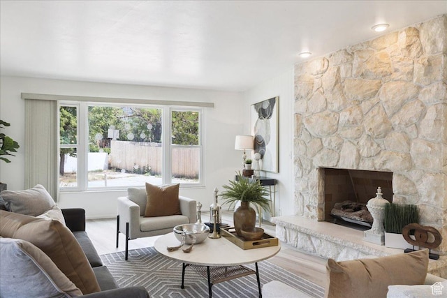 2684 E 2900 S, Millcreek, UT 84109 - living room featuring a stone fireplace and wood finished floors